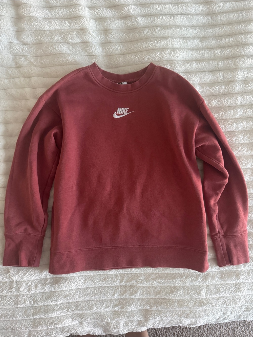Nike Kids Club Fleece Crew Sweatshirt with White Embroidered Swoosh